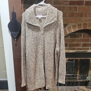 Avenue Brown Zip-Up Cardigan